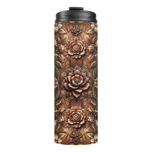 Vintage Imitate mit Blütenbesatz Thermosbecher (Vorderseite)