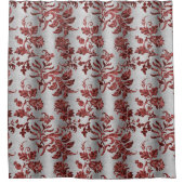 Vintage Imitate Velvet Botanischer Russet Silber Duschvorhang (Vorderseite)