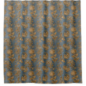 Vintage Imitate Velvet Botanisches Gold Grau Duschvorhang (Vorderseite)