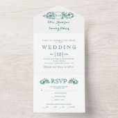 Vintage immergrüne Blütenhochzeit All In One Einladung (Innen Boden)