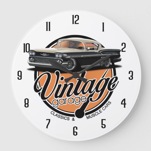 Vintage Impala-Garage Große Wanduhr (Vorderseite)
