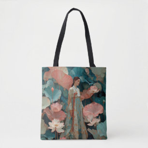 Vintage-Impasto-Hanbok und rosa Lotus Tasche