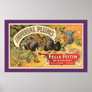 Vintage Imperial Pflaumen Etikett Poster