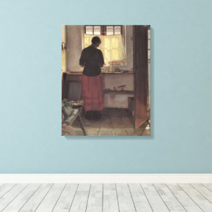 Vintage-Impressionismus, Pigen i Køkkenet, Ancher Leinwanddruck