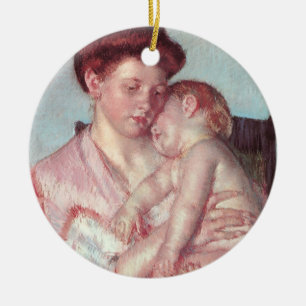 Vintage-Impressionismus, Schlafendes Baby von Mary Keramikornament