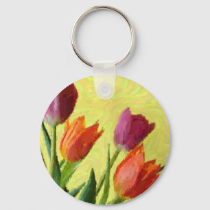 Vintage-Impressionisten-Schlüsselanhänger mit Tulp Schlüsselanhänger