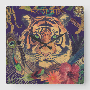 Vintage India Travel Quadratische Wanduhr