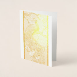 Vintage Indian Blue Peacock Holiday Card Folienkarte