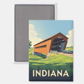 Vintage Indiana Covered Bridge Magnet (Vorderseite/Rückseite)