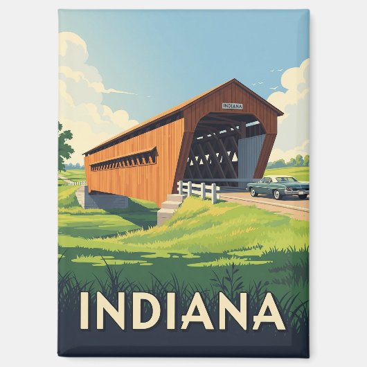 Vintage Indiana Covered Bridge Magnet (Vorderseite)