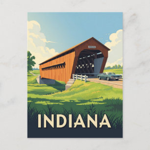 Vintage Indiana Covered Bridge Postkarte