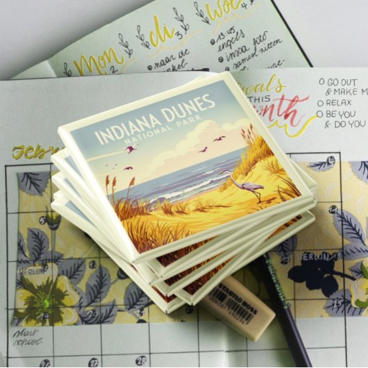 Vintage Indiana Dunes National Park  Magnet