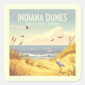 Vintage Indiana Dunes National Park  Quadratischer Aufkleber (Vorderseite)