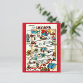 Vintage Indiana Illustriert Postkarte (Stehend Vorderseite)