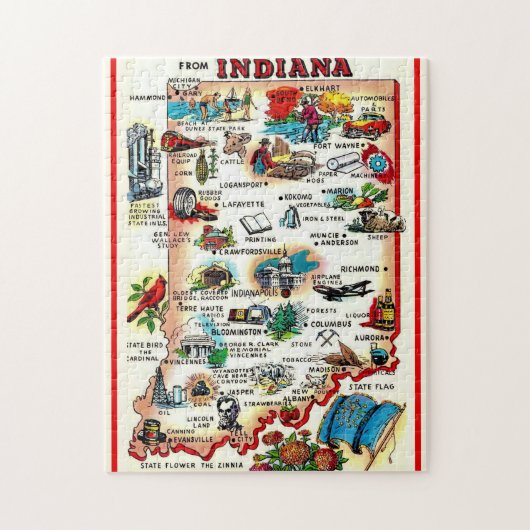 Vintage Indiana Illustriert Puzzle (Vertikal)