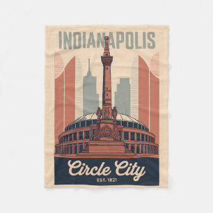 Vintage Indianapolis Indiana Retro-Stadtansicht-Ku Fleecedecke