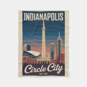 Vintage Indianapolis Indiana Retro-Stadtansicht Re Fleecedecke