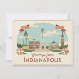Vintage Indianapolis Postkarte   Grüße aus