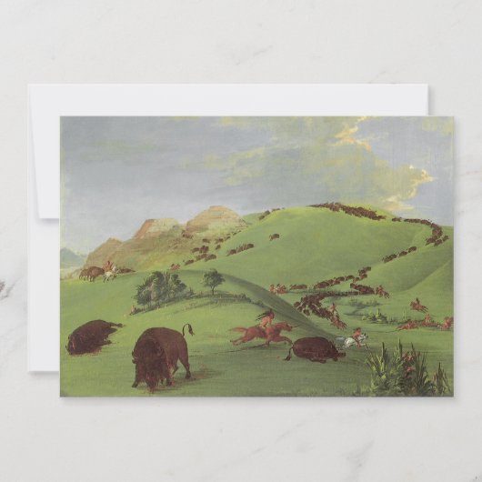 Vintage Indianer, Buffalo Chase von Catlin (Vorderseite)