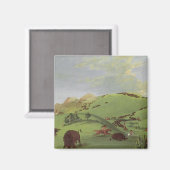 Vintage Indianer, Buffalo Chase von Catlin Magnet (Vorderseite/Rückseite)