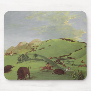 Vintage Indianer, Buffalo Chase von Catlin Mousepad