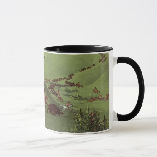 Vintage Indianer, Buffalo Chase von Catlin Tasse (Rechts)