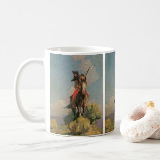 Vintage Indianer, Crow Outlier von Dunton Kaffeetasse (Mit Donut)
