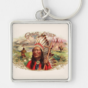Vintage Indianer-Großer-Zigarrenschachtel Schlüsselanhänger