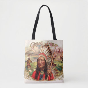 Vintage Indianer-Großer-Zigarrenschachtel Tasche