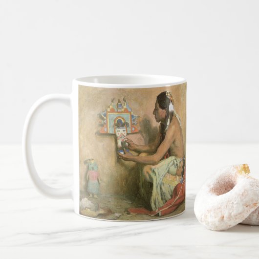 Vintage Indianer, Hopi Katchina von Couse Kaffeetasse (Mit Donut)