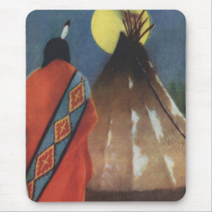 Vintage Indianer und Tipi Mousepad