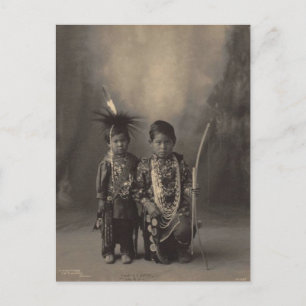 Vintage Indianer: Zwei kleine Krieger, Sac & Fox - Postkarte
