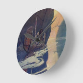 Vintage Indianerkanone Paddeln mit Sun-Symbol Runde Wanduhr (Winkel)