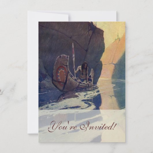 Vintage Indianerkanone Paddling Sun Classic Einladung (Vorderseite)