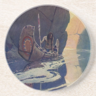 Vintage Indianerkanone Paddling Sun Classic Getränkeuntersetzer