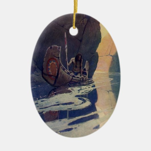 Vintage Indianerkanone Paddling Sun Classic Keramik Ornament (Vorne)