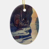 Vintage Indianerkanone Paddling Sun Classic Keramik Ornament (Hinten)