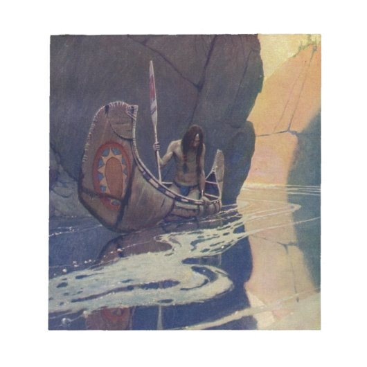 Vintage Indianerkanone Paddling Sun Classic Notizblock (Vorderseite)