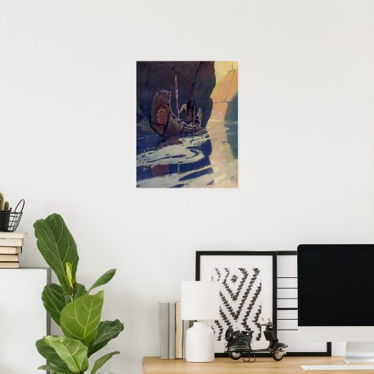 Vintage Indianerkanone Paddling Sun Classic Poster (Heimbüro)