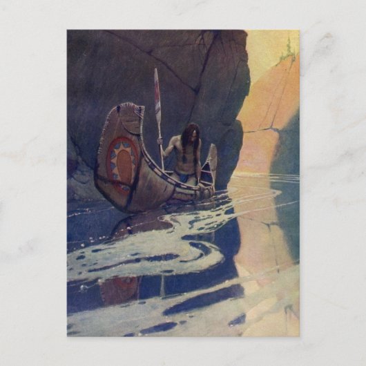 Vintage Indianerkanone Paddling Sun Classic Postkarte (Vorderseite)