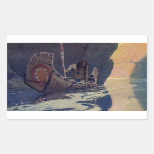 Vintage Indianerkanone Paddling Sun Classic Rechteckiger Aufkleber