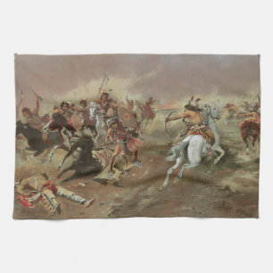 Vintage Indians, For Supremacy von CM Russell Geschirrtuch