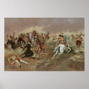 Vintage Indians, For Supremacy von CM Russell Poster