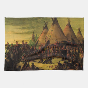 Vintage Indians, Sioux-Kriegsrat von Catlin Geschirrtuch