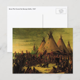 Vintage Indians, Sioux-Kriegsrat von Catlin Postkarte