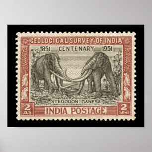 Vintage-Indien-Briefmarken-Reiseposter Poster