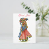 Vintage Indien Frau in Sari Travel Postkarte (Stehend Vorderseite)