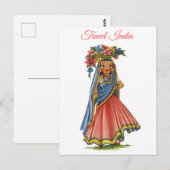 Vintage Indien Frau in Sari Travel Postkarte (Vorne/Hinten)