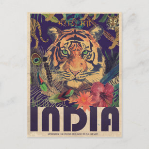 Vintage Indien-Reise Postkarte