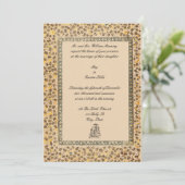 Vintage indische Birds & Grapevine Border Wedding Einladung (Stehend Vorderseite)